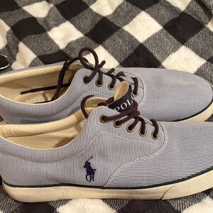 Polo by Ralph Lauren Men's Pinstripe Sneakers - Black and White